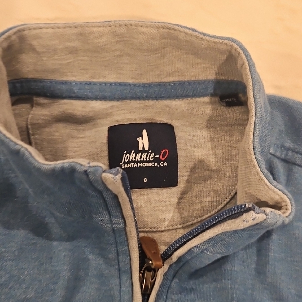 Johnnie-O Light Blue and Gray Quarter-Zip